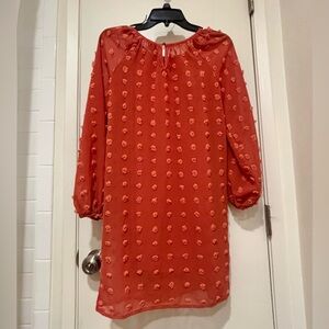 Art Class Orange Textured Long Sleeve Girls Large Dress